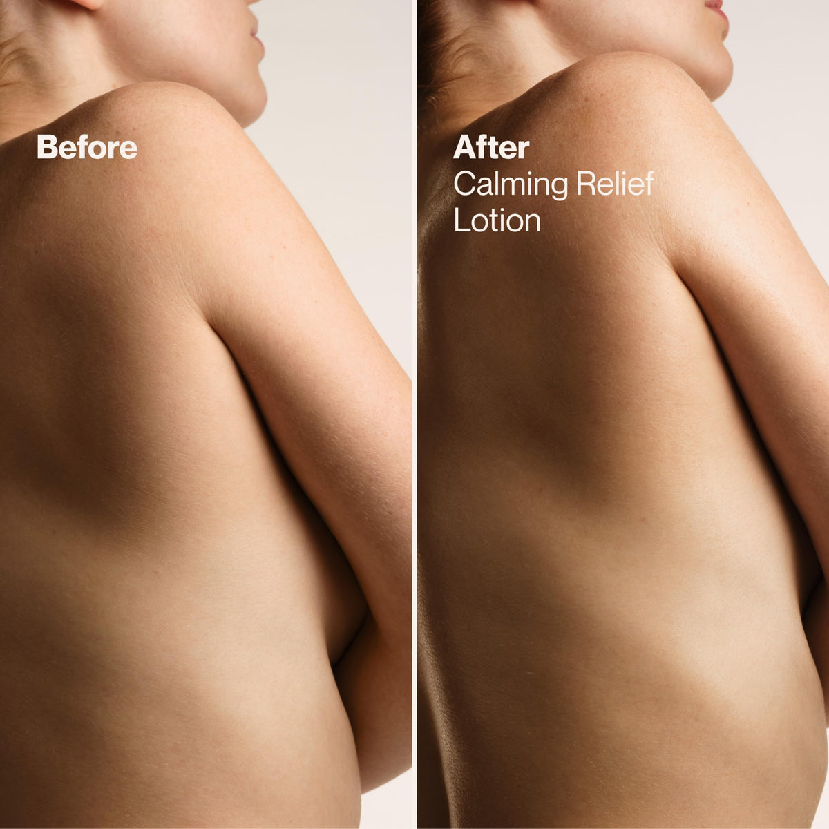 Absorption shot demonstrating lightweight finish of Suave lotion.