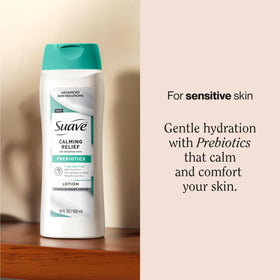 Cap closure on Suave lotion signaling secure, travel-friendly packaging.