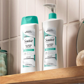 Fragrance-free and allergen-free label on Suave Calming Relief Lotion.