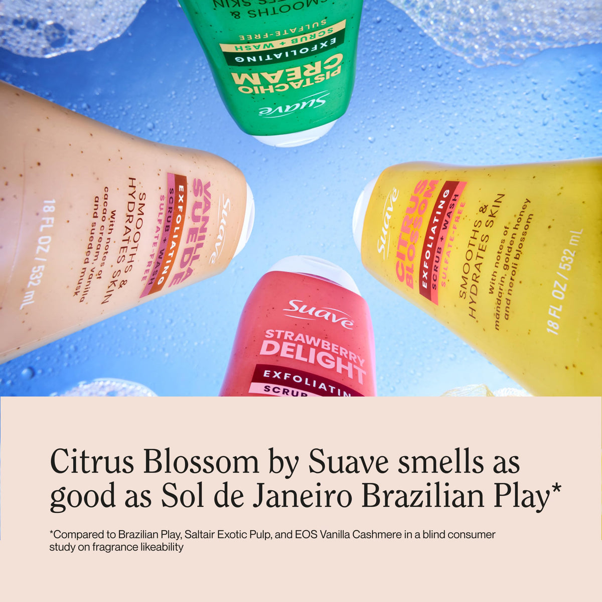 Suave Citrus Blossom Exfoliating Scrub & Wash ready for daily use