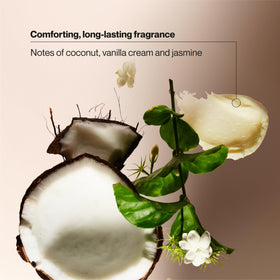 Suave Coconut Kiss lather close-up demonstrates creamy texture for moisturized skin.
