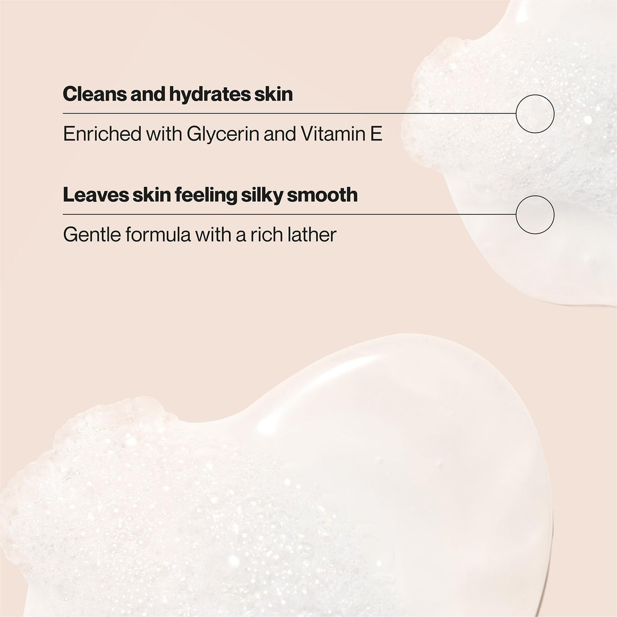 Suave Coconut Kiss lather reveals rich, creamy foam for gentle cleansing.