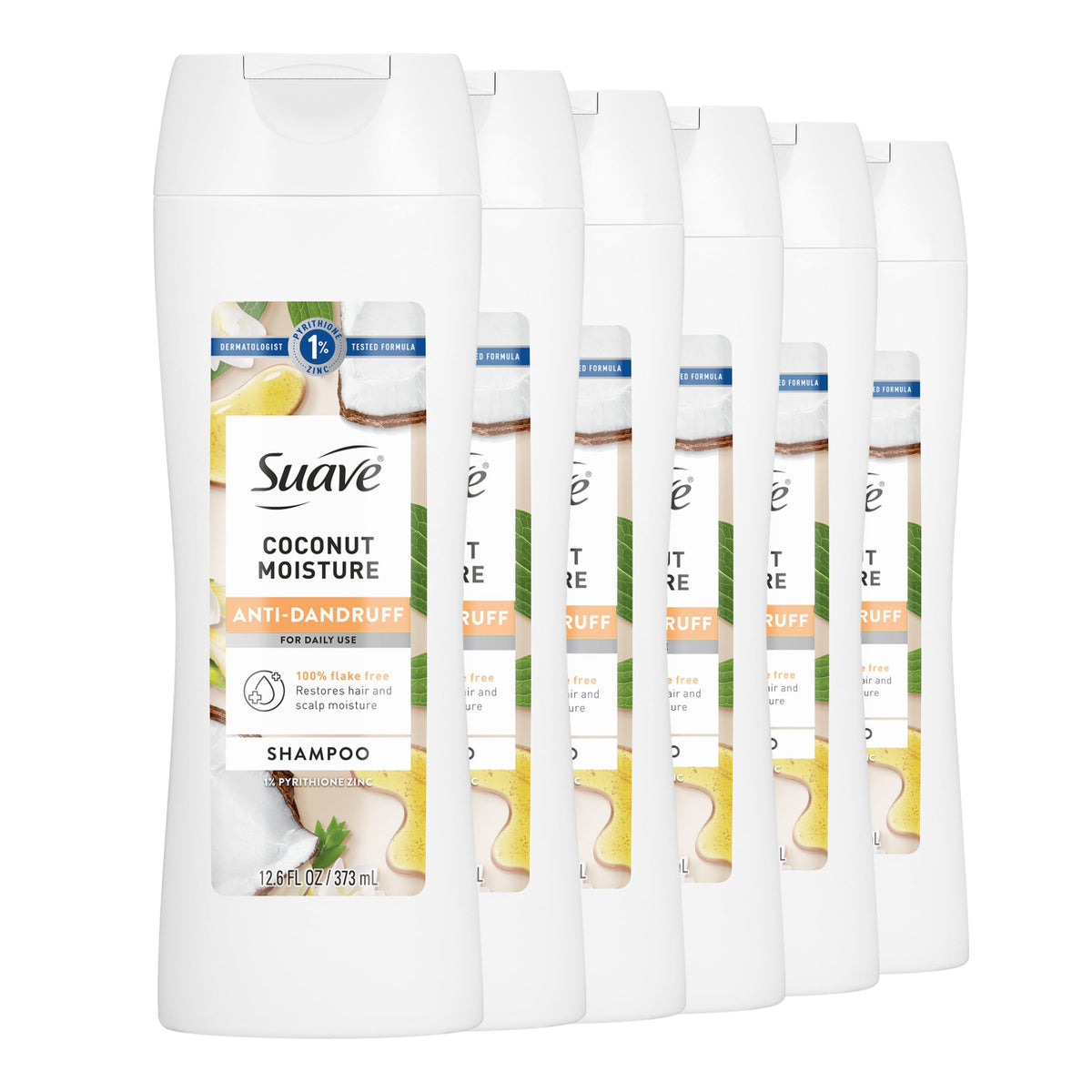 Suave Coconut Moisture shampoo bottle highlighting hydrating formula for daily use