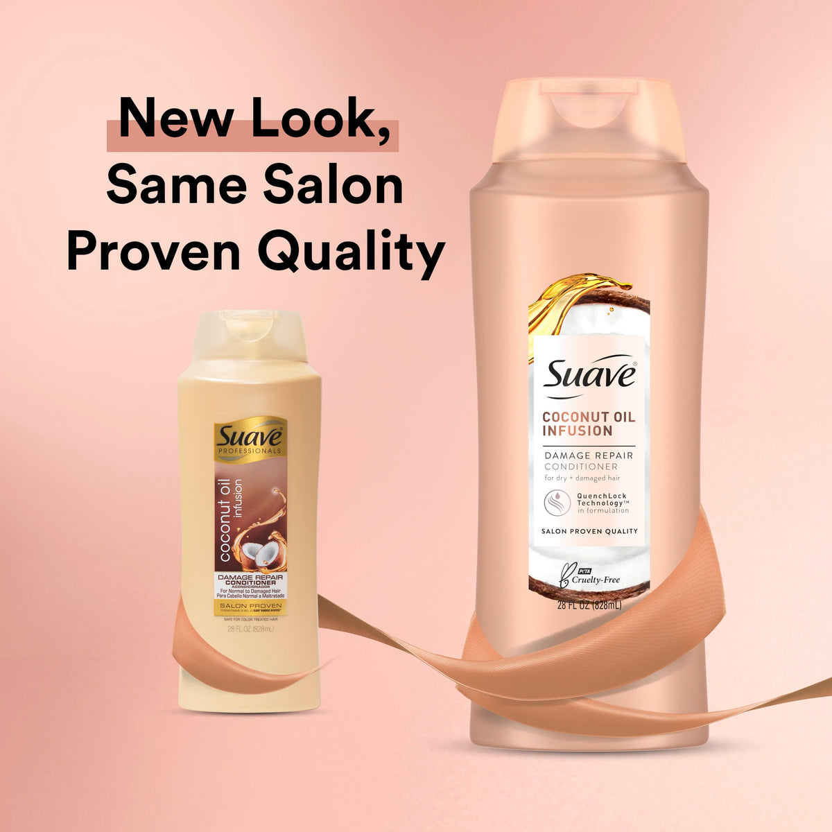 Suave Coconut Oil Damage Repair Conditioner back label highlights natural ingredients