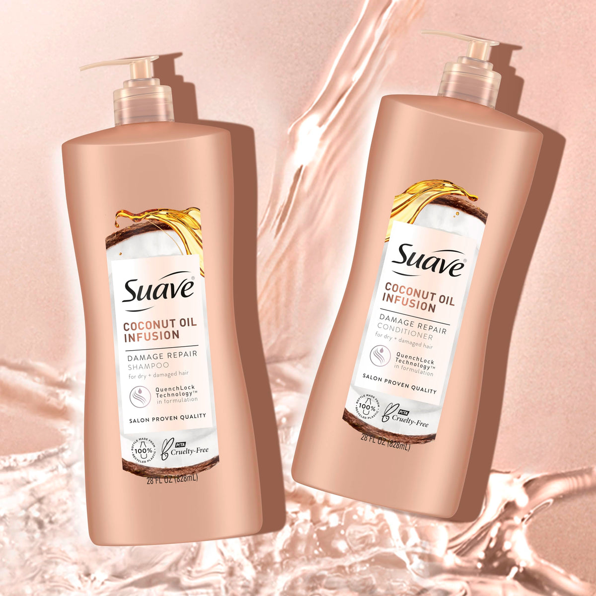 Suave Coconut Oil Damage Repair Shampoo pack-of-4 box shows value and convenience