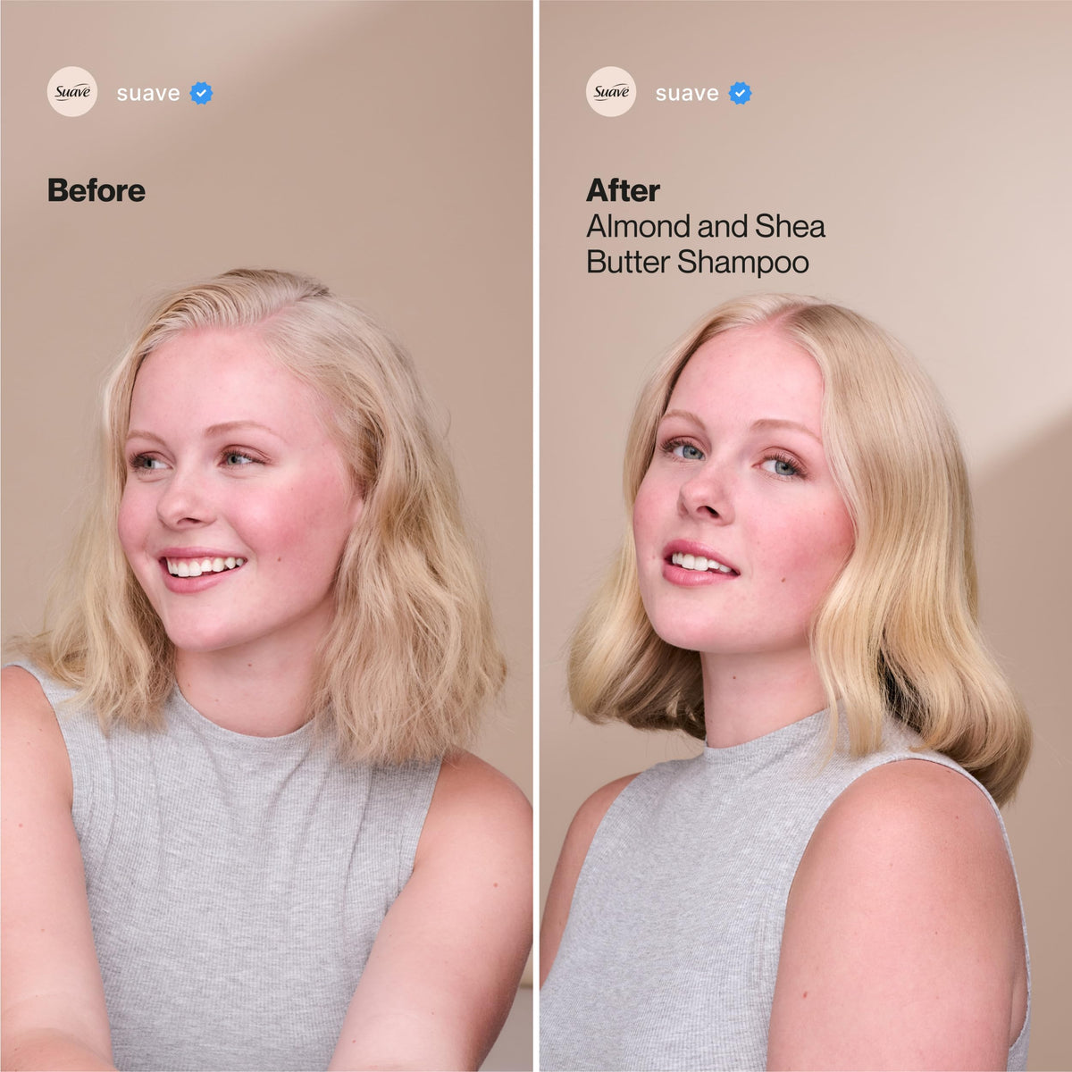 Cruelty-free logo on Suave shampoo packaging.