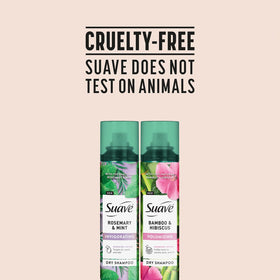 Suave Dry Shampoo cruelty-free packaging communicates ethics