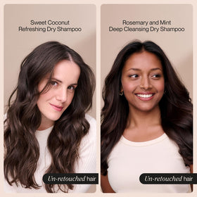 Suave Dry Shampoo Spray Coconut application for lightweight texture and shine.