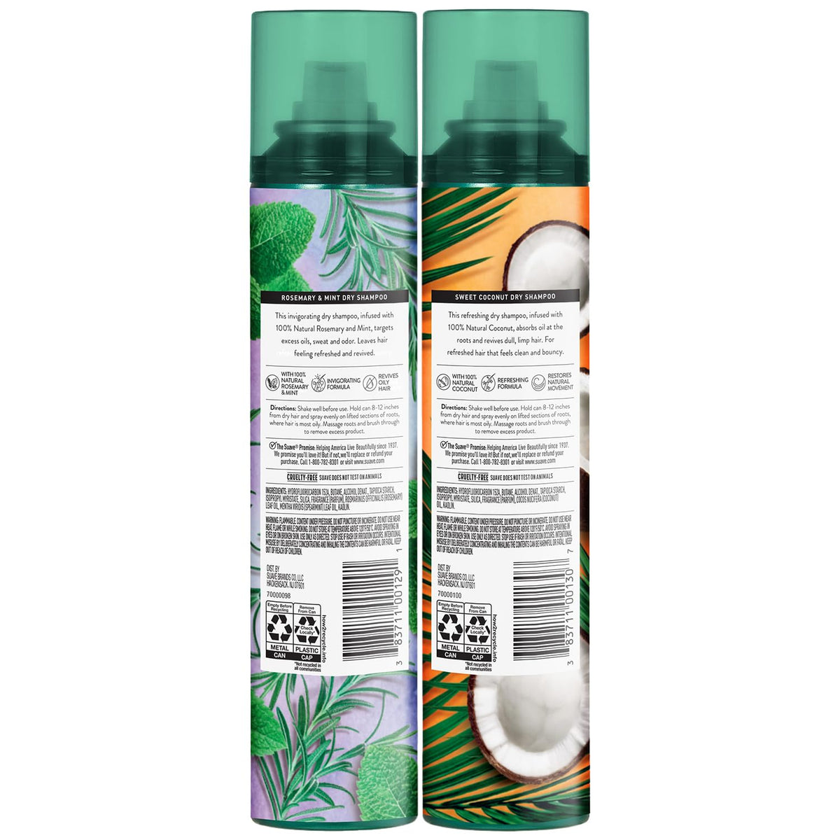 Suave Dry Shampoo Spray cruelty-free logo signals ethical, animal-friendly product.