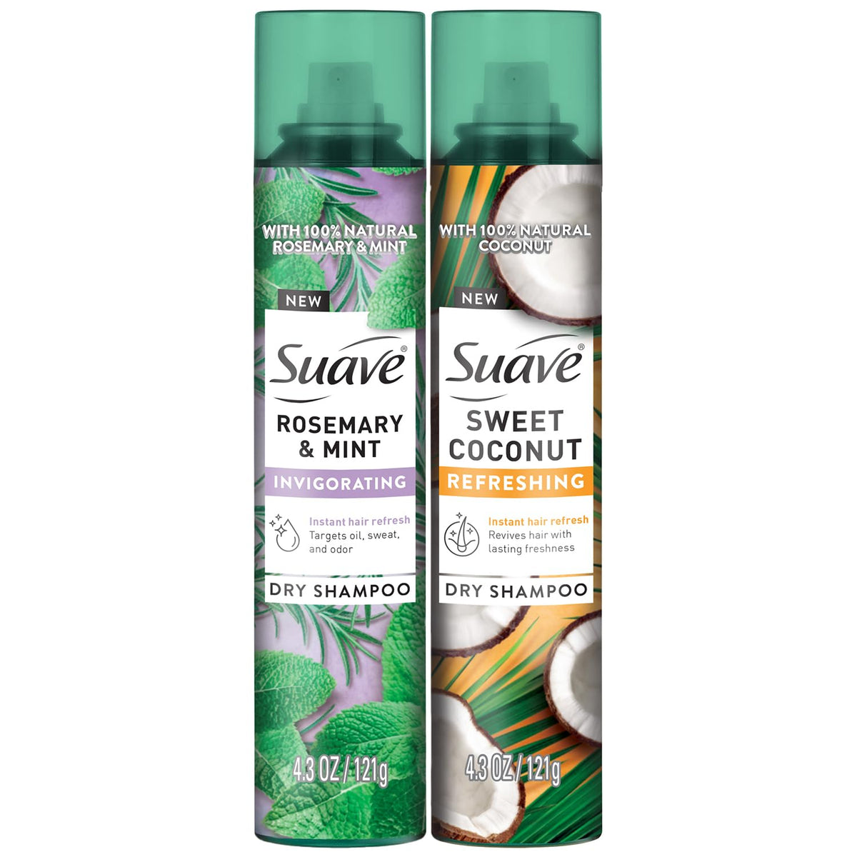 Suave Dry Shampoo Spray Rosemary Mint bottle refreshes hair between washes.