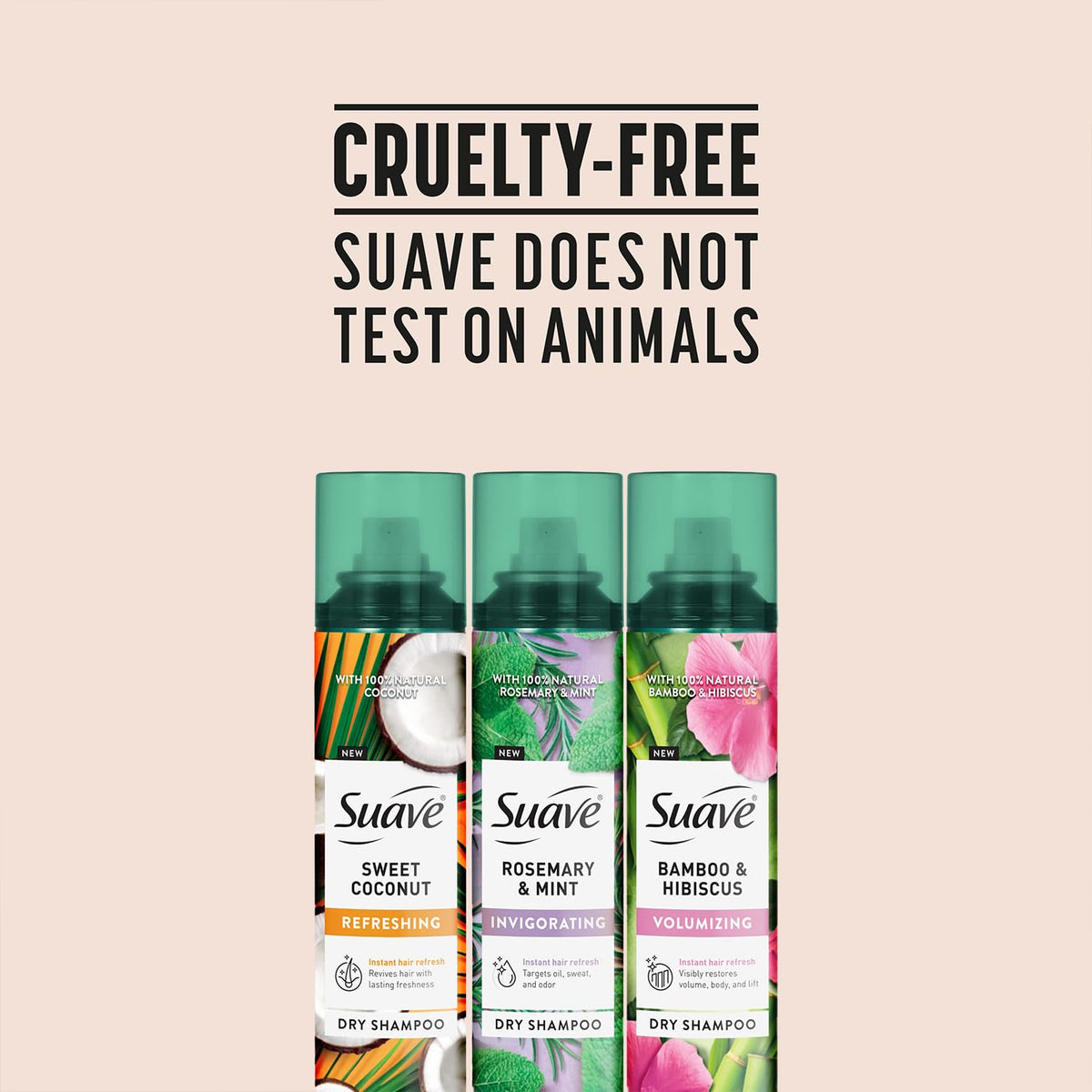 Suave dry shampoo Sweet Coconut in-use on scalp for breathable feel