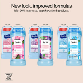 Suave Fresh deodorant stick with crisp scent and smooth application.
