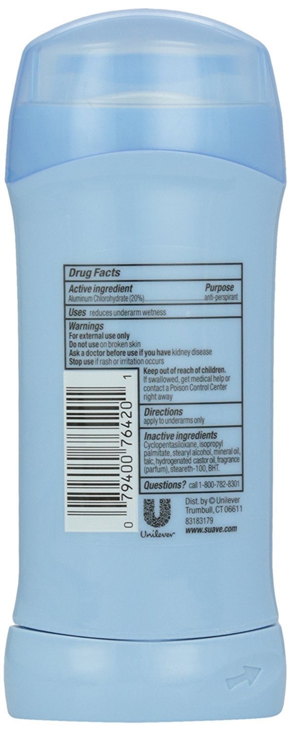 Suave Fresh Invisible Solid Deodorant application shows odor protection.