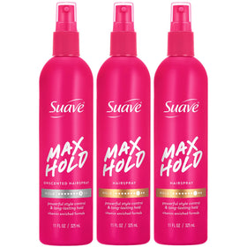 Suave Hairspray Max Hold bundle front view for all-day style and frizz control