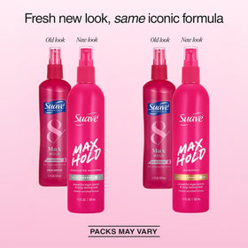 Suave Hairspray Max Hold bundle side view showing compact 11 oz bottles