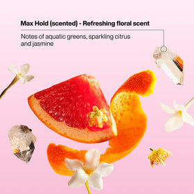 Suave Hairspray Max Hold scented bottle close-up highlighting long-lasting hold