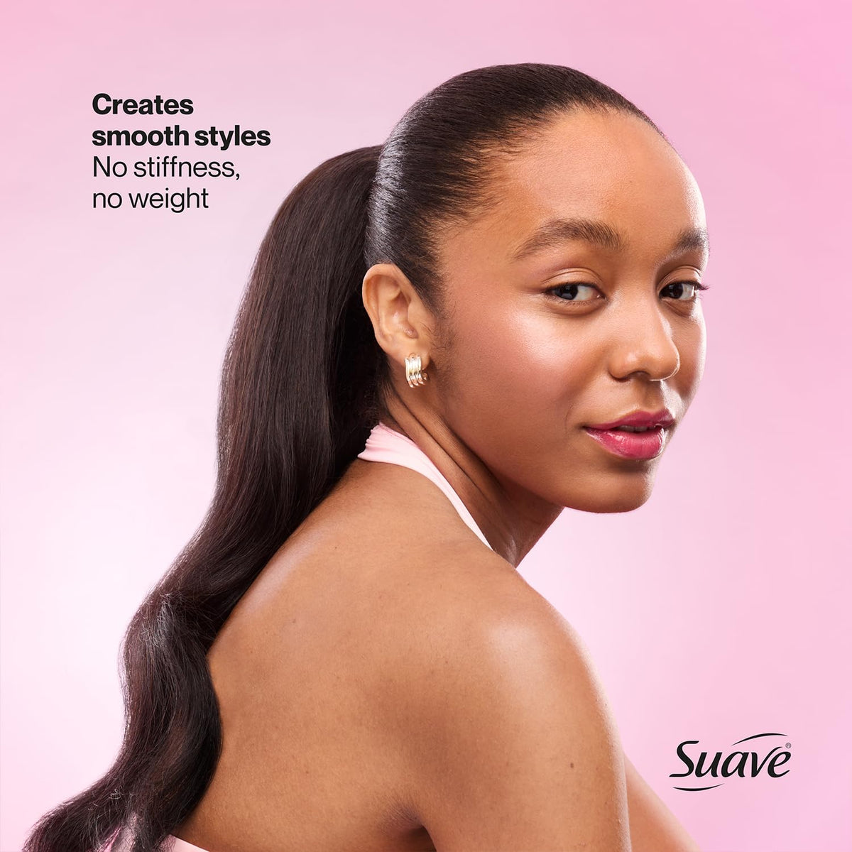 Suave Hairspray Max Hold unscented bottle back label with ingredient details