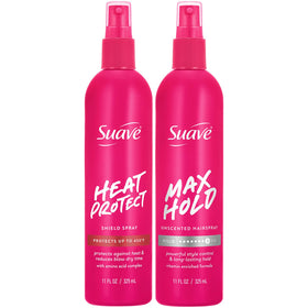 Suave Heat Protection Spray 11oz bottle shielding hair during heat styling