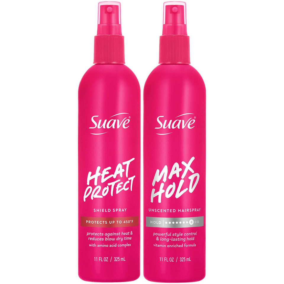 Suave Heat Protection Spray 11oz bottle shielding hair during heat styling