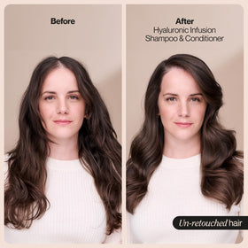 Hair shines with added gloss from Suave Hyaluronic Infusion conditioner.