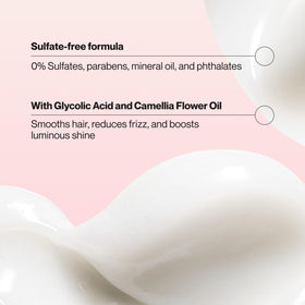 Suave Hydra Gloss Conditioner camellia oil drop emphasizes deep, light moisture and shine.