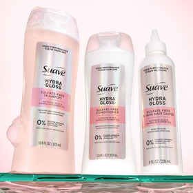 Cruelty-free logo on Suave Hydra Gloss packaging.