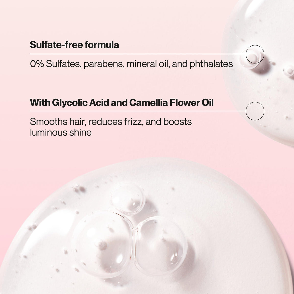 Pouring action shot shows lightweight formula ideal for daily use.