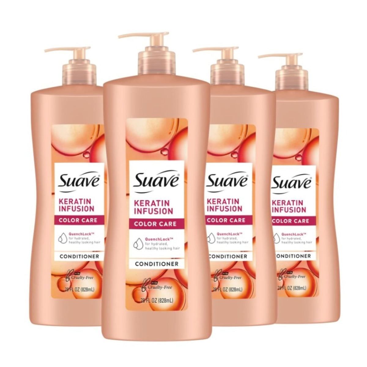Suave Keratin Infusion Color Care Conditioner bottle promotes color protection and smoothness.