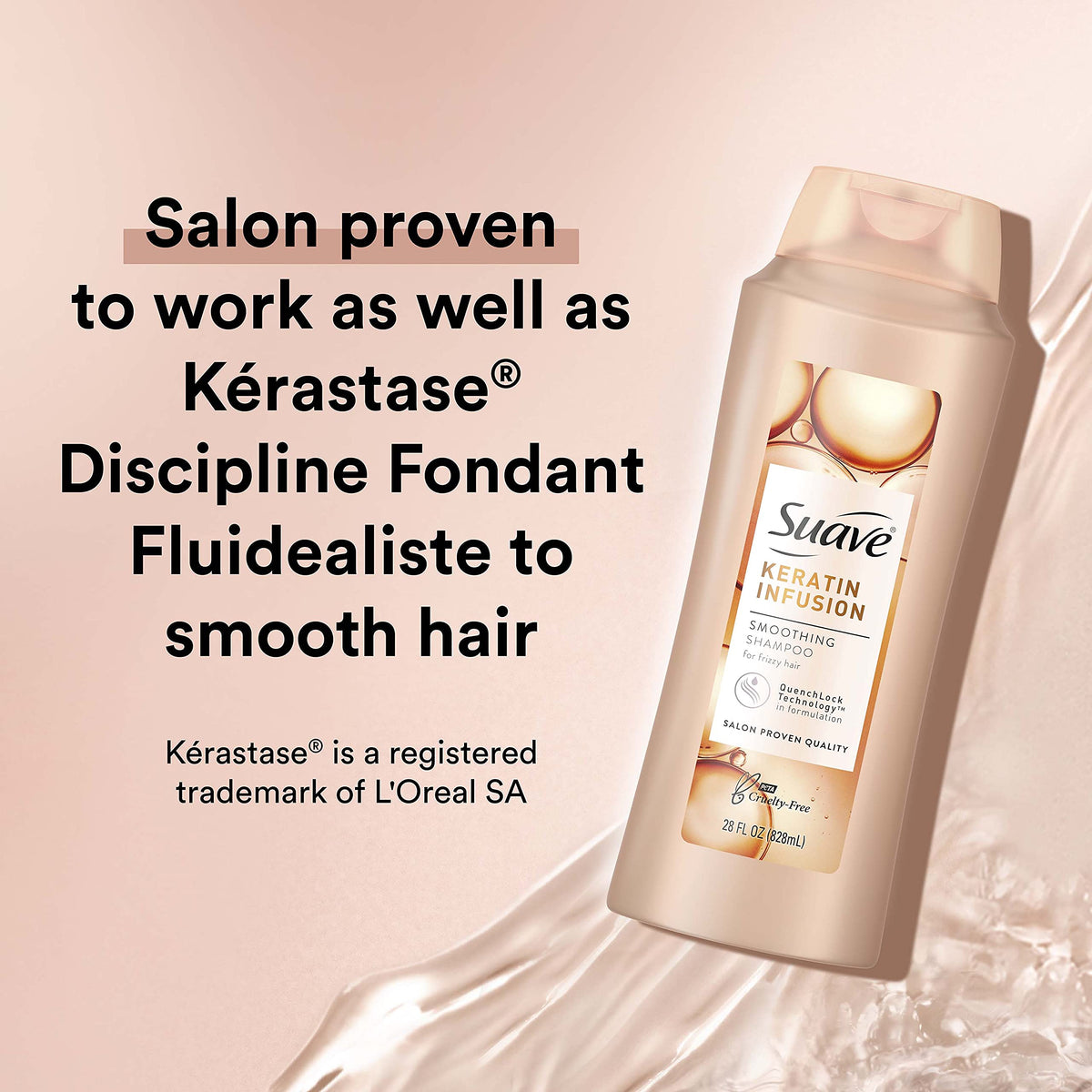 Suave Keratin Infusion Shampoo pump—easy, mess-free application.