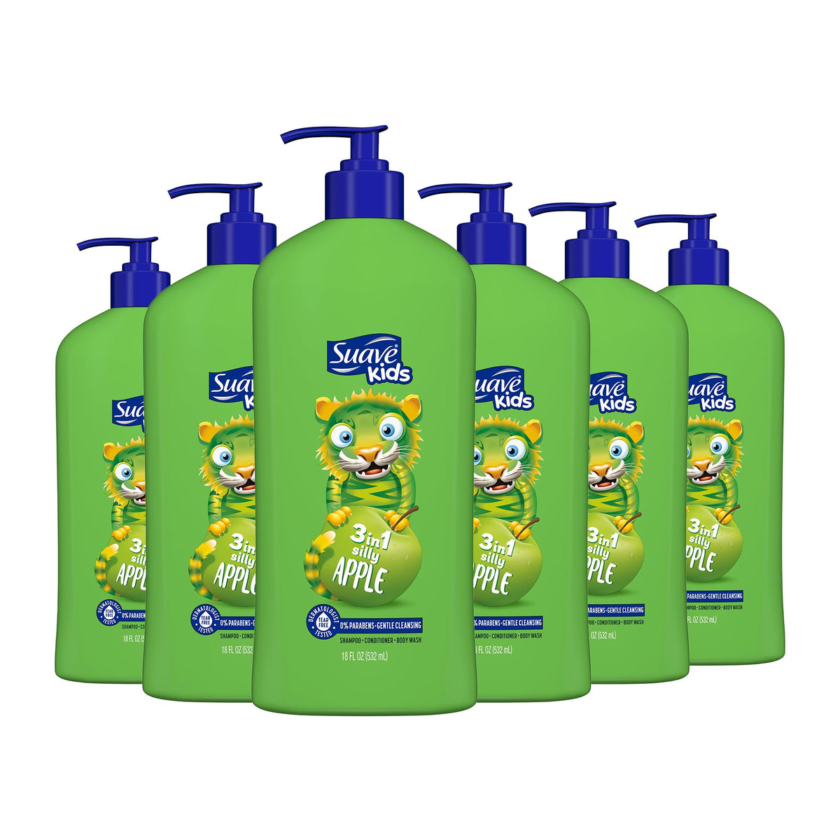 Suave Kids 3-in-1 Apple bottle front view for tear-free cleansing