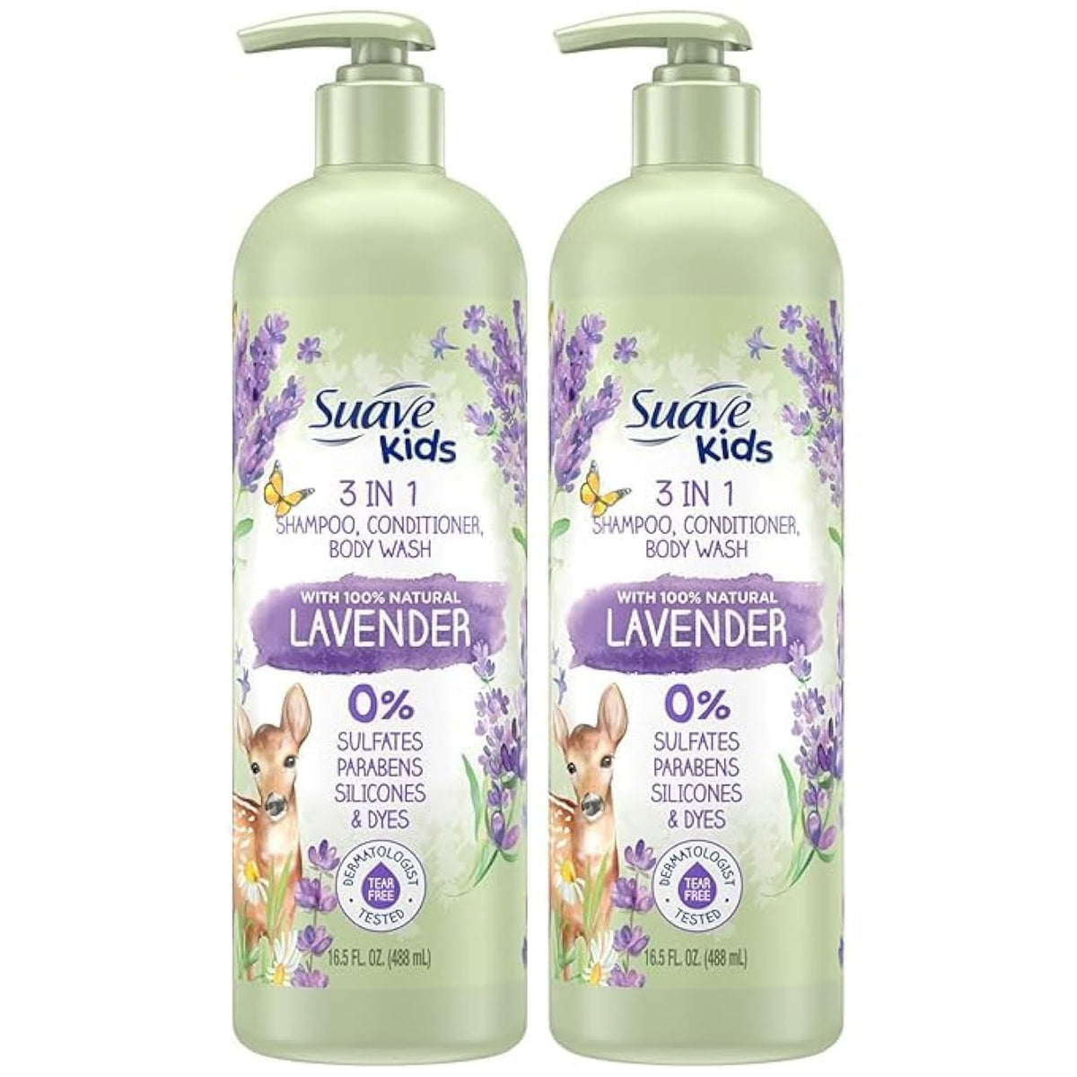 Suave Kids 3-in-1 lavender bottle for tear-free bath time and gentle cleansing