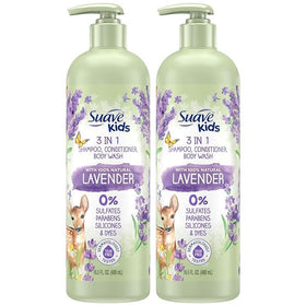 Close-up of Suave Kids 3-in-1 lavender lather for soft hair and skin