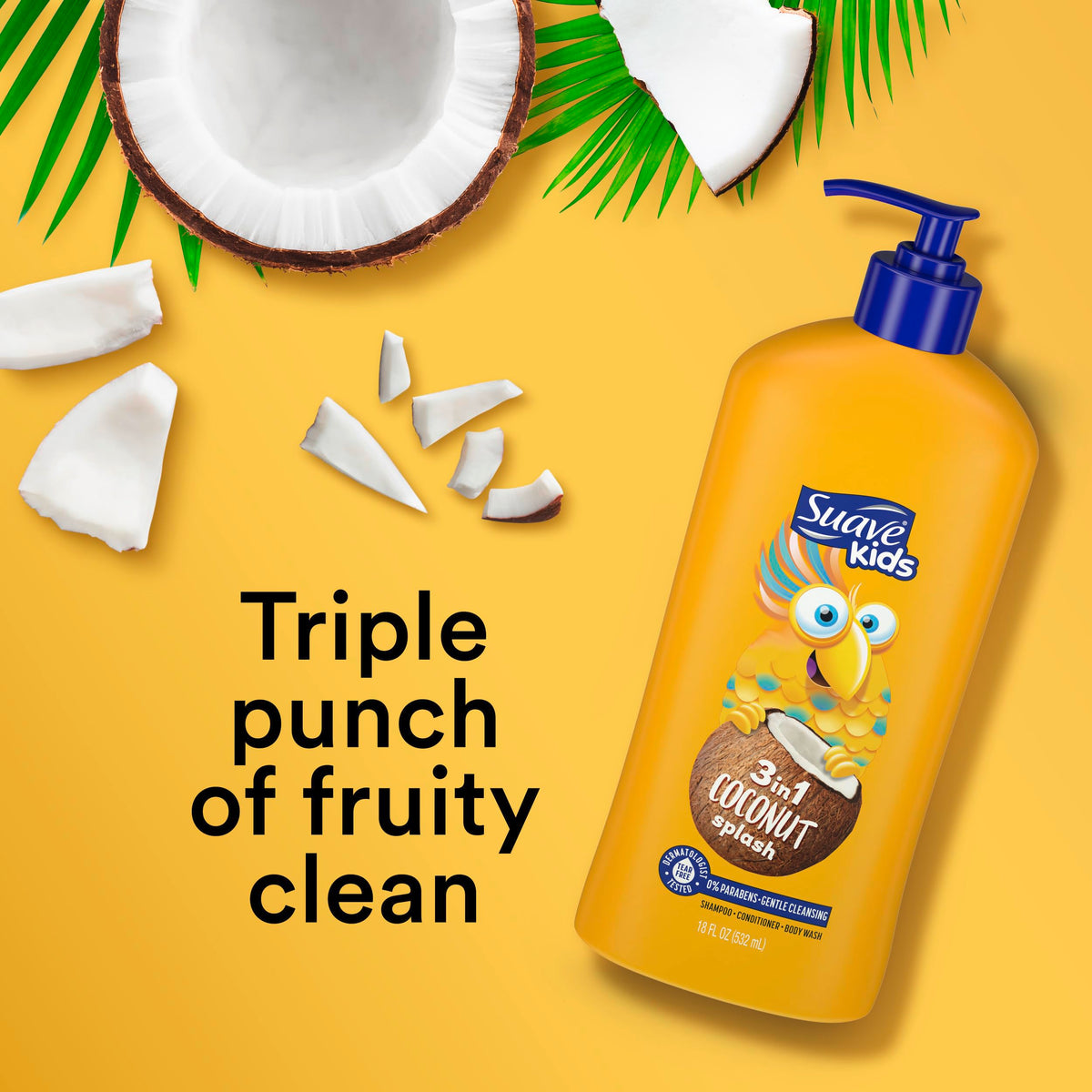 Suave Kids Coconut Splash 3-in-1 soft-hair image suggesting smoother, manageable hair.