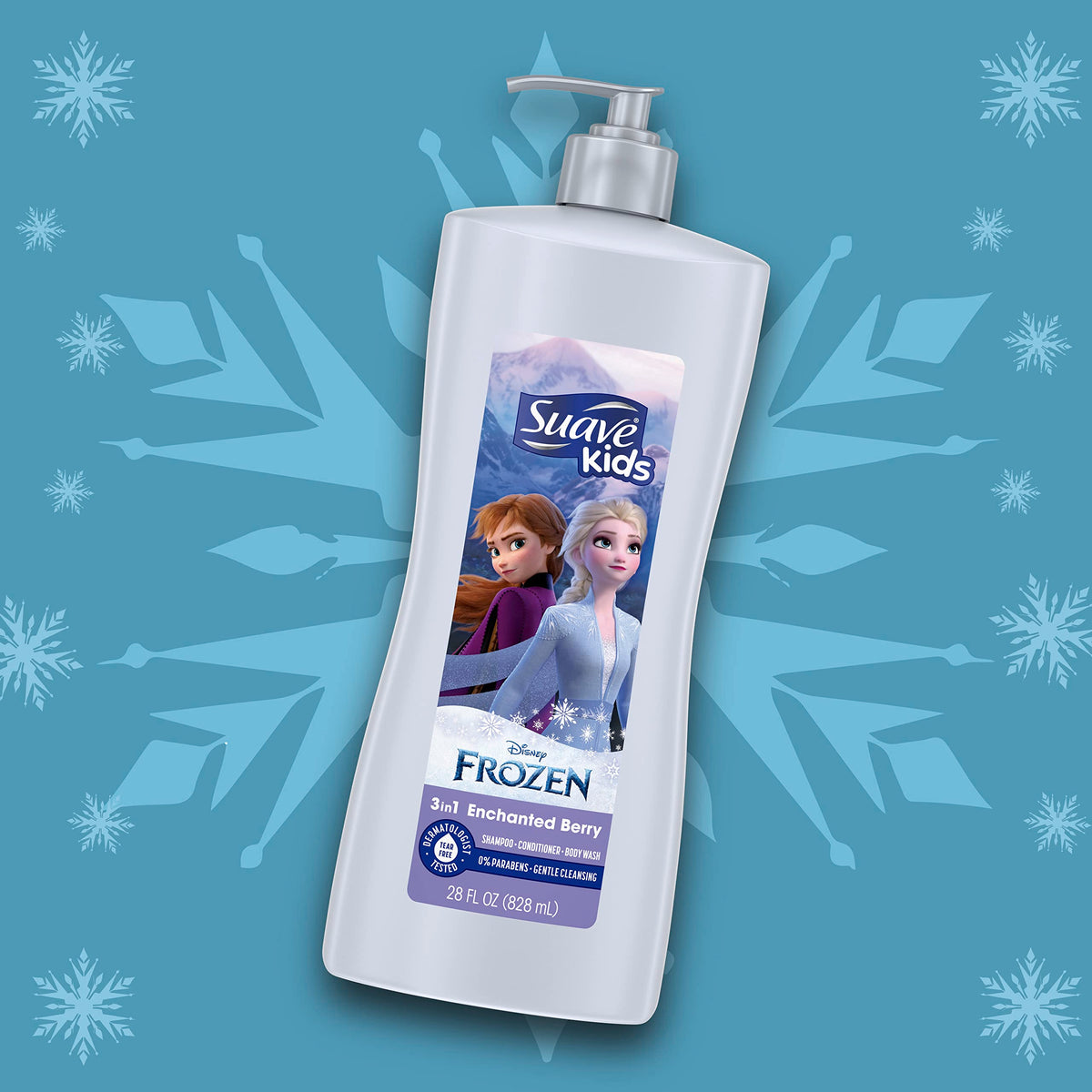 Suave Kids Disney Frozen Olaf graphic highlighting Olaf vibes for bath time fun.