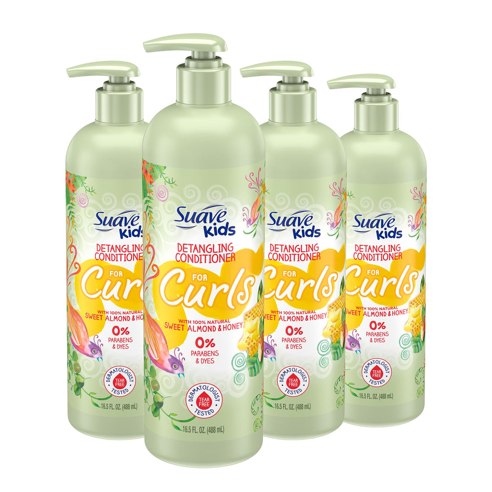 Suave Kids detangling conditioner bottle with almond honey for smooth combing