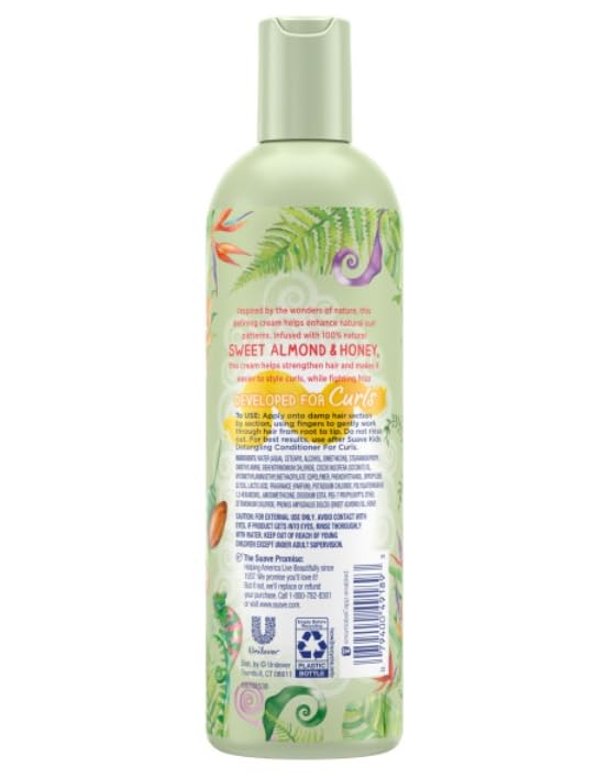 Almond and honey imagery signaling gentle, natural formula for kids