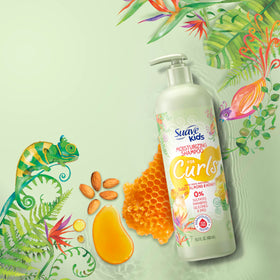 Suave Kids Naturals Sweet Almond Honey shampoo during kid bath time for easy cleansing.