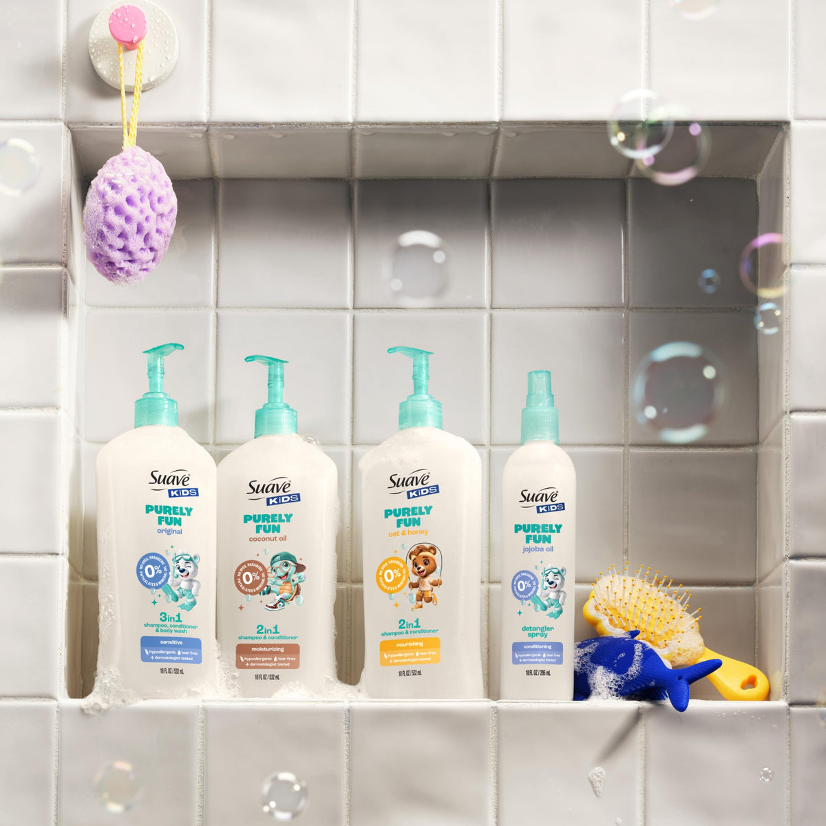 Dermatologist-tested badge on Suave Kids Purely Fun 2-in-1