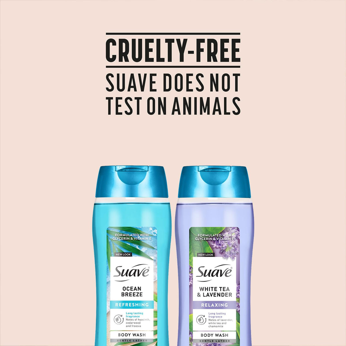 Close-up of Suave label highlighting Fresh Blend Oil Essence