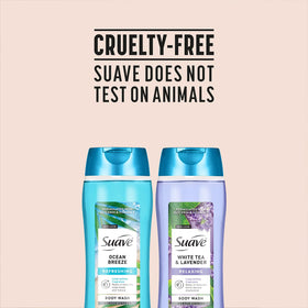 Close-up of Suave label highlighting Fresh Blend Oil Essence