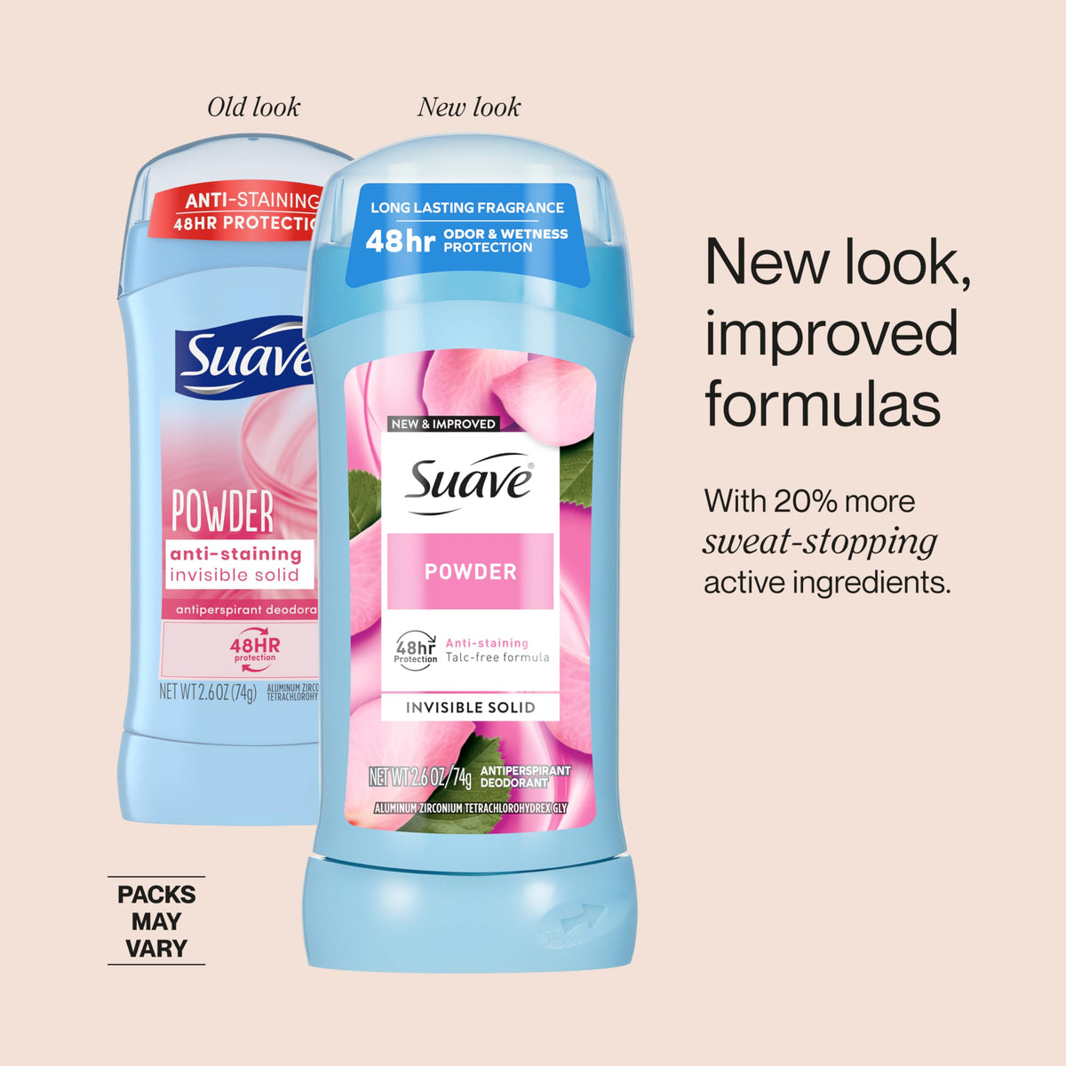 Suave Powder fragrance notes pear muguet carnation linger throughout the day