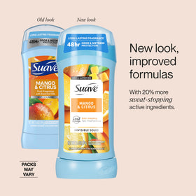 Visible clean finish from Suave Mango Citrus invisible formula on skin.
