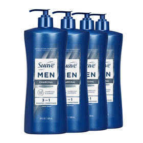 Suave Men Deep Cleansing 3-in-1 bottle pump for quick, head-to-toe cleansing.