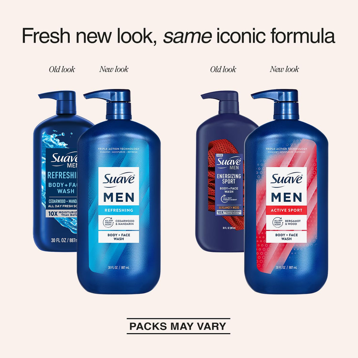 Suave Men Energizing Sport bottle Bergamot & Wood for long-lasting freshness