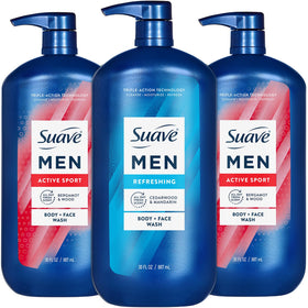 Suave Men Energizing Sport bundle with three bottles ready for daily shower
