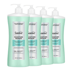 Suave Moisture Repair shampoo bottle for daily hydrating cleansing.