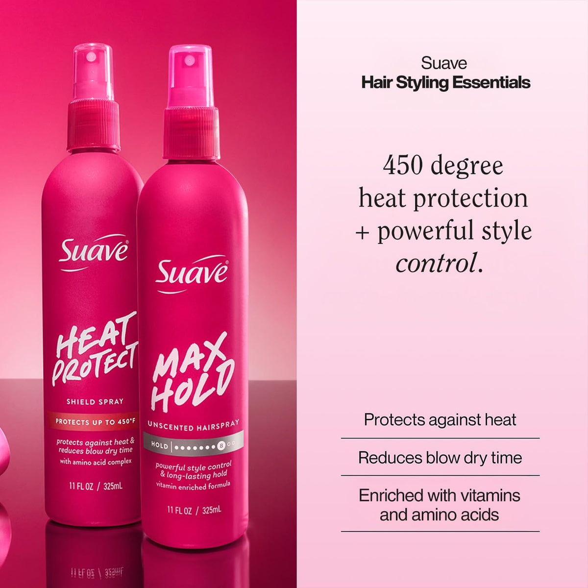 Suave Non-Aerosol Hairspray application shows even lightweight finish