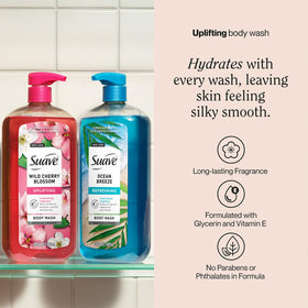 Suave Ocean Breeze pour shot highlights easy dispensing and quick rinse.