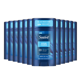 Suave Ocean Charge bottle highlights marine scent for all-day freshness.