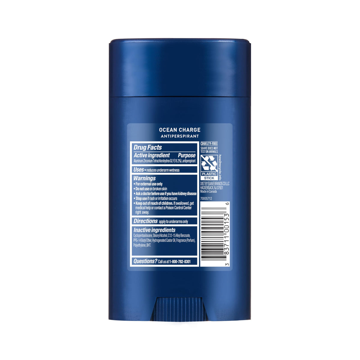 Suave Ocean Charge marine-note image conveys energizing scent for workouts.